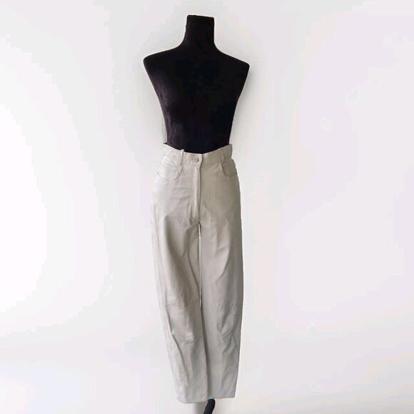 Vtg Santacroce Per Georgio's White Leather Pants & jacket Set Small READ! - Picture 4 of 16